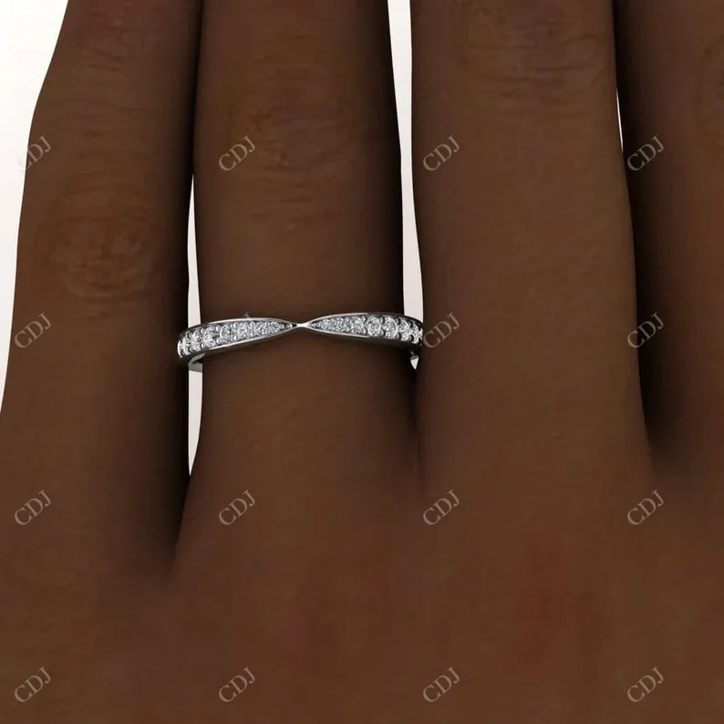 0.21CTW Half Eternity Bow Tie Shaped Diamond Wedding Band
