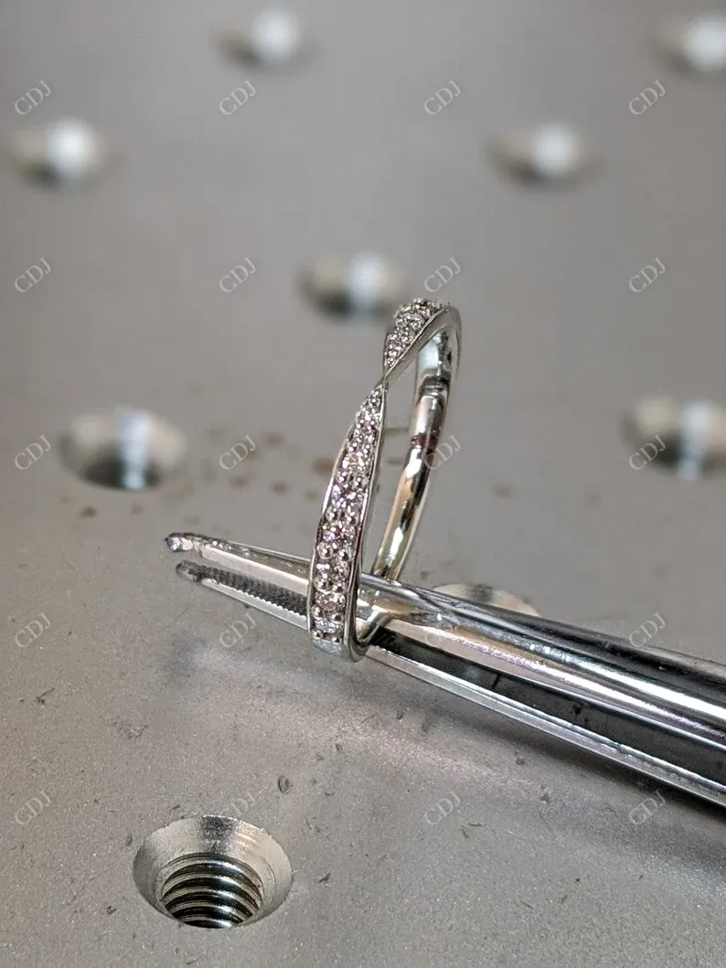 0.21CTW Half Eternity Bow Tie Shaped Diamond Wedding Band