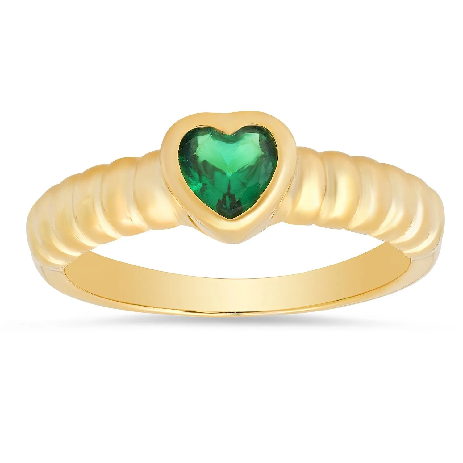 14k Gold Over Silver Bezel-set Heart Ring