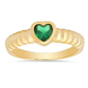 14k Gold Over Silver Bezel-set Heart Ring