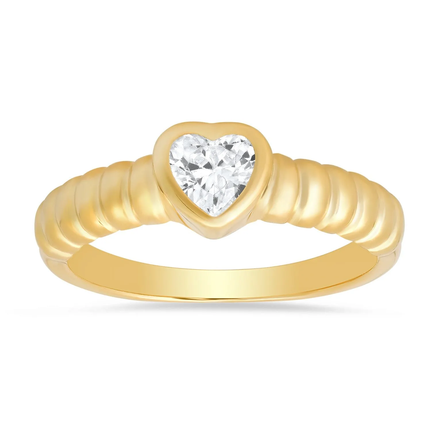 14k Gold Over Silver Bezel-set Heart Ring