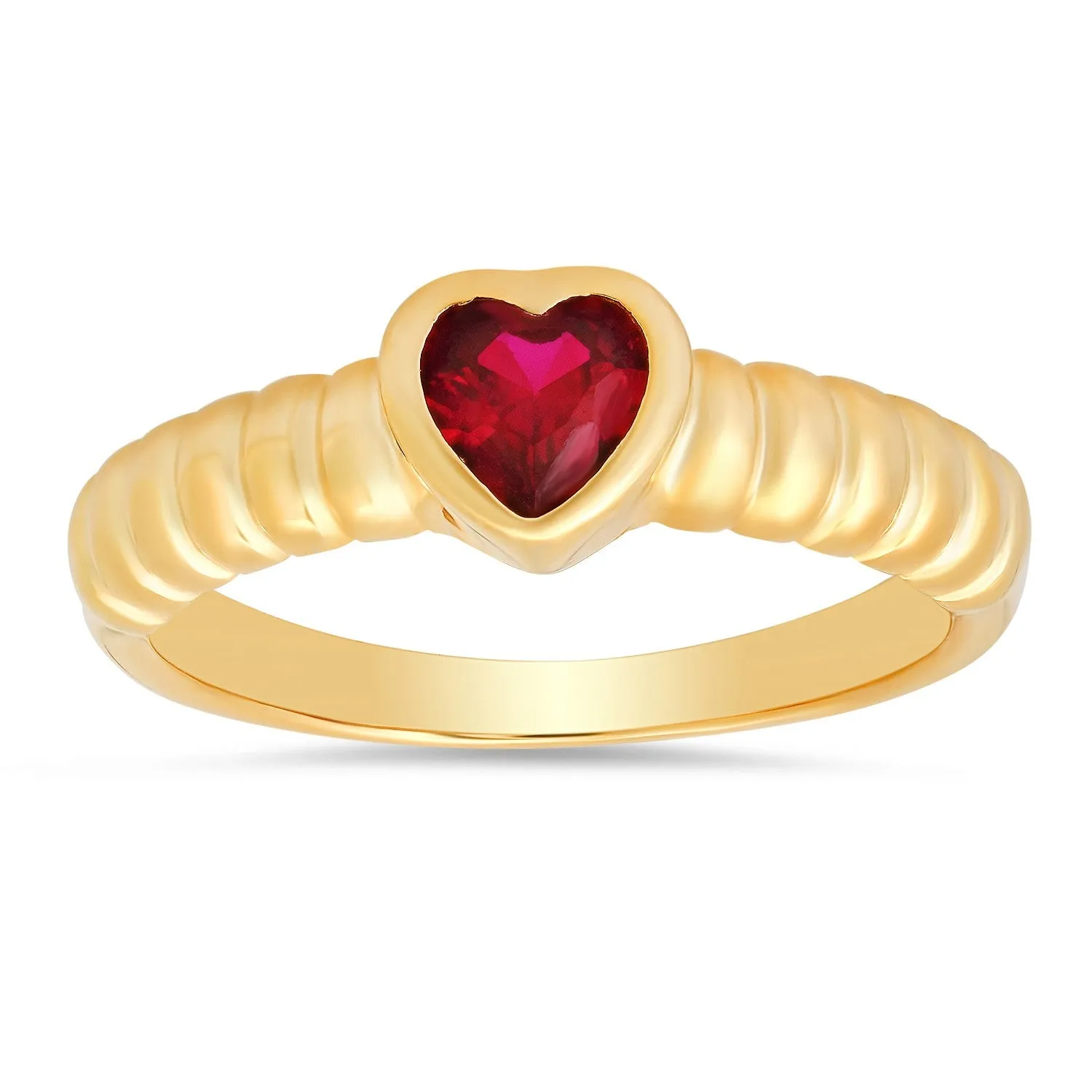 14k Gold Over Silver Bezel-set Heart Ring