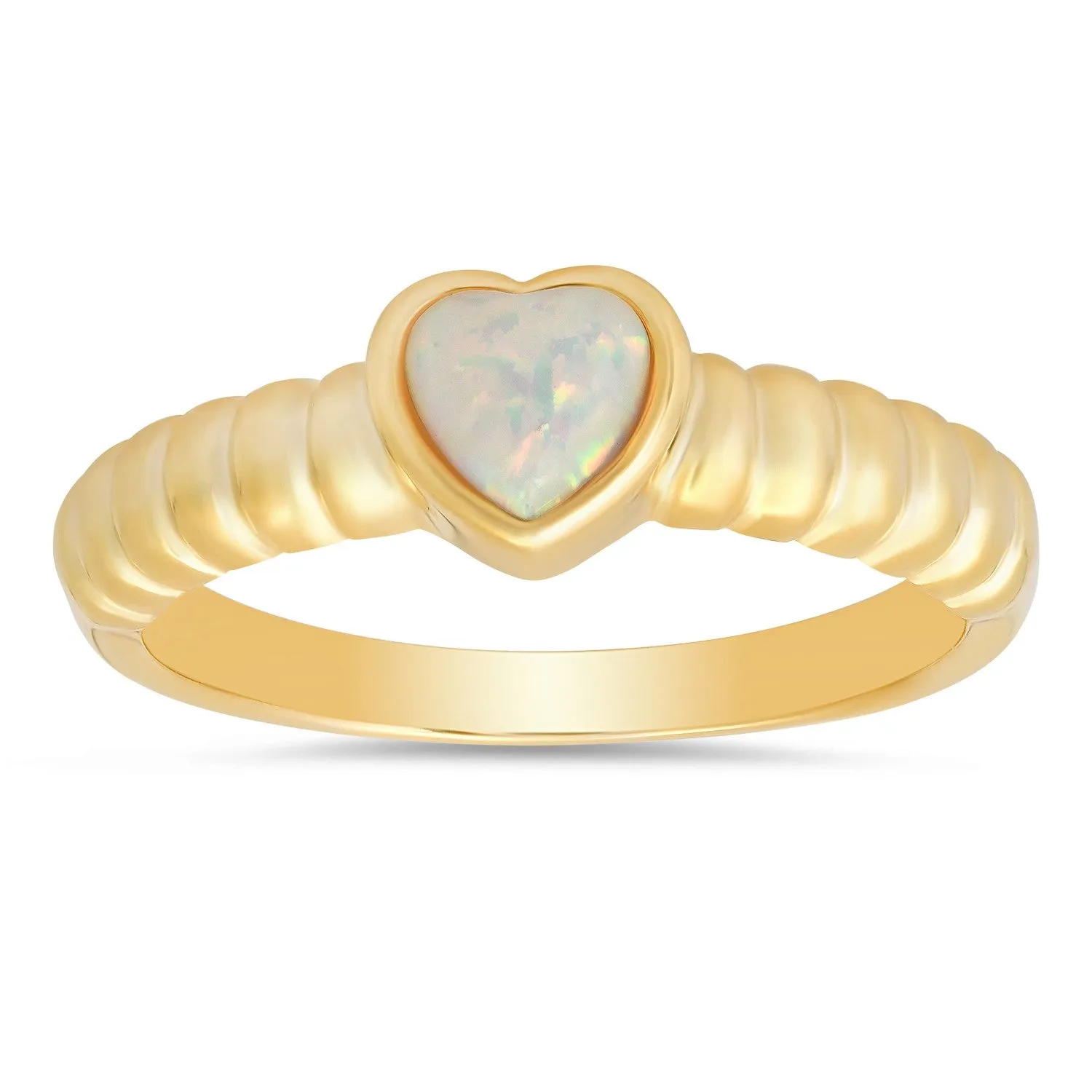 14k Gold Over Silver Bezel-set Heart Ring
