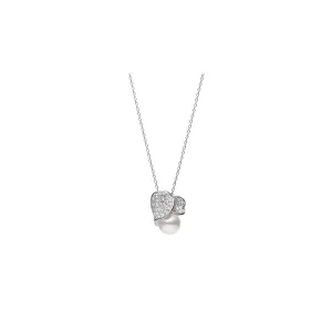 18ct White Gold Les Petales Place Vendome Cultured Pearl & Diamond Pendant
