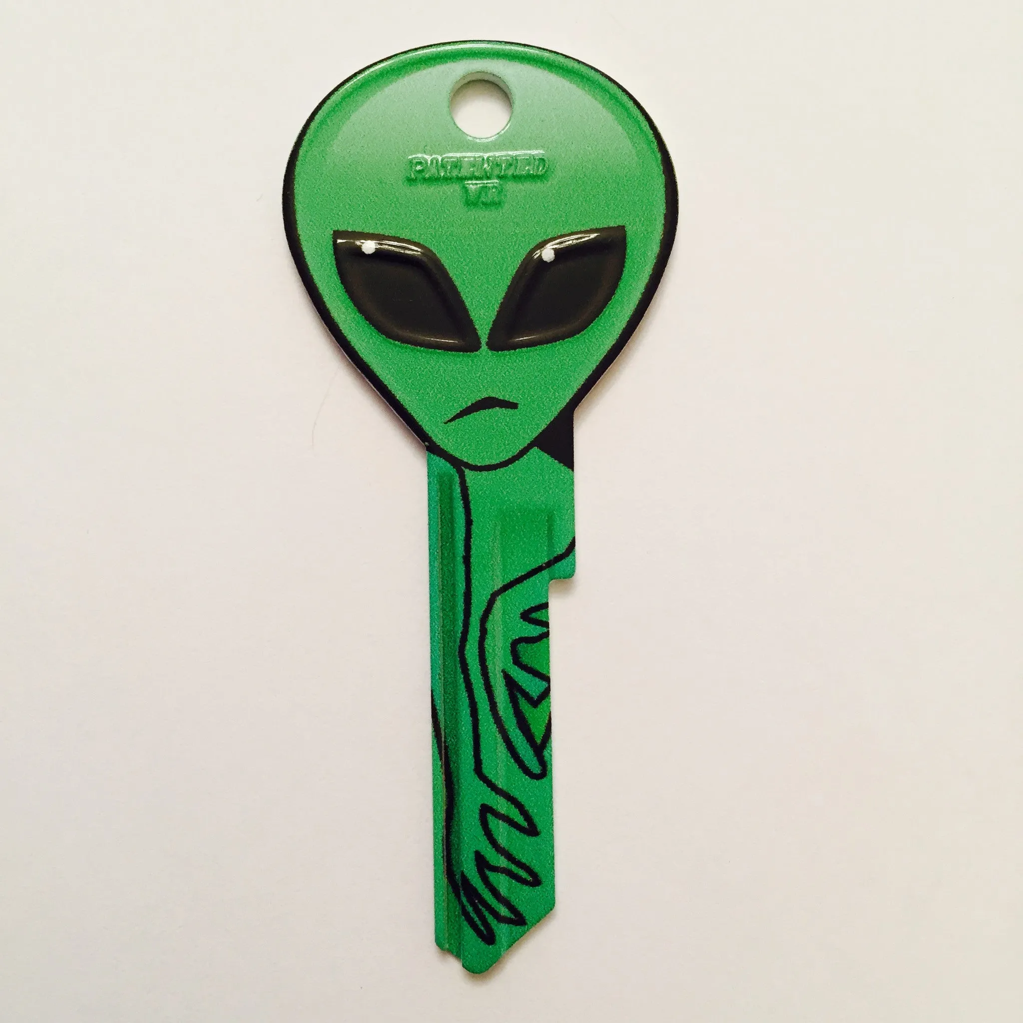 2 Green Alien Head Shaped Space Keys