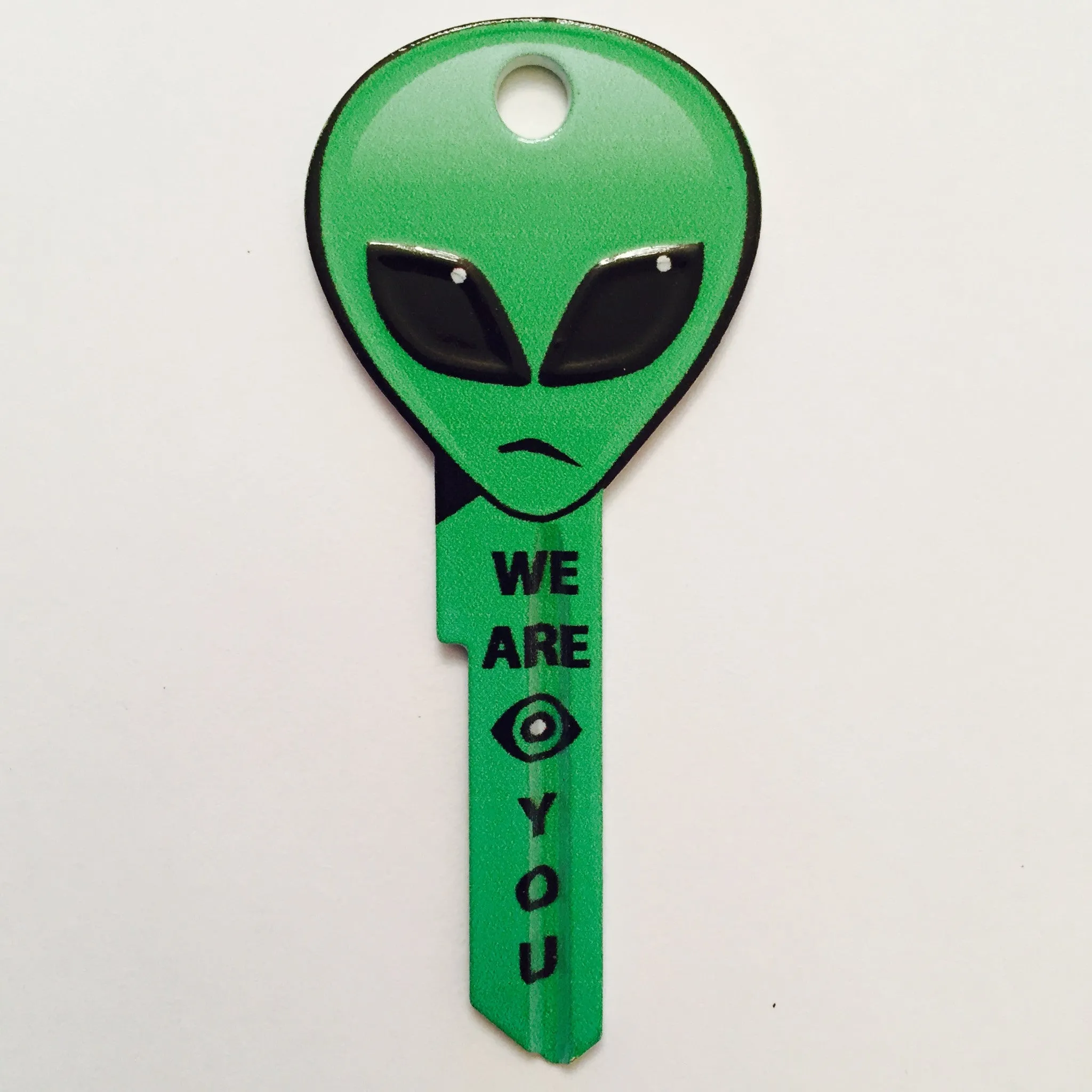 2 Green Alien Head Shaped Space Keys