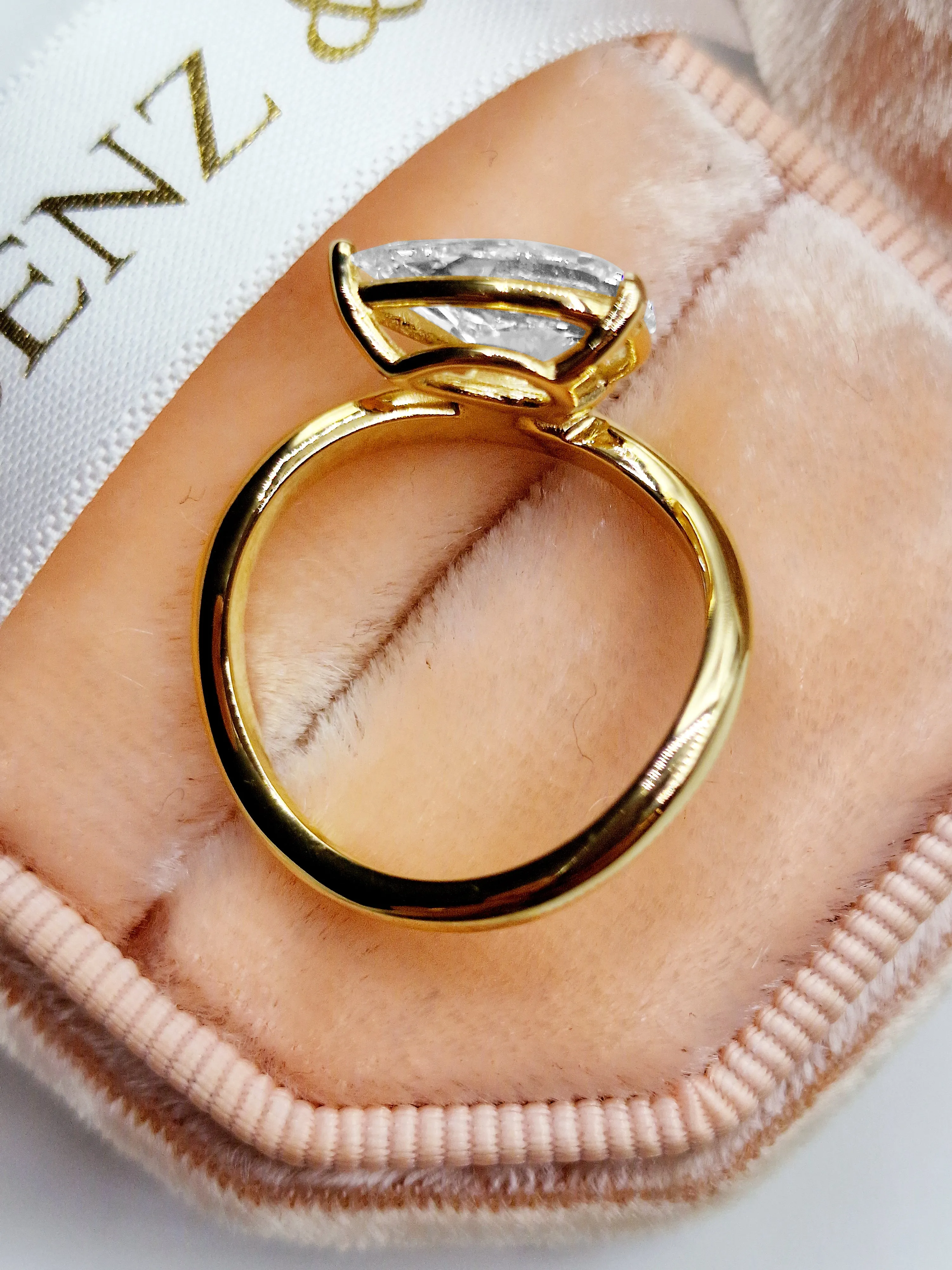 2.00 Carat Lab Grown Pear Shaped Wave Diamond Engagement Ring in Yellow Gold