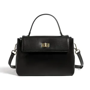 24CM genuine leather women's slanted shoulder handbag 2977 black