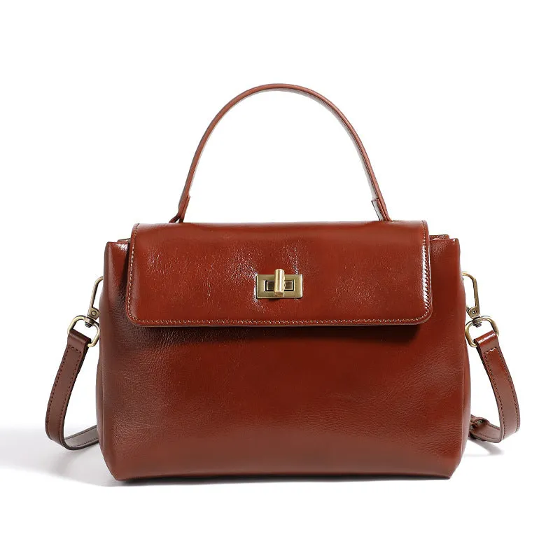 24CM genuine leather women's slanted shoulder handbag 2977 black
