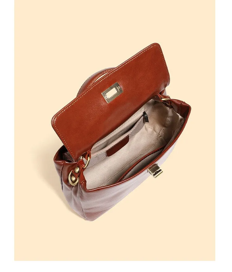 24CM genuine leather women's slanted shoulder handbag 2977 black