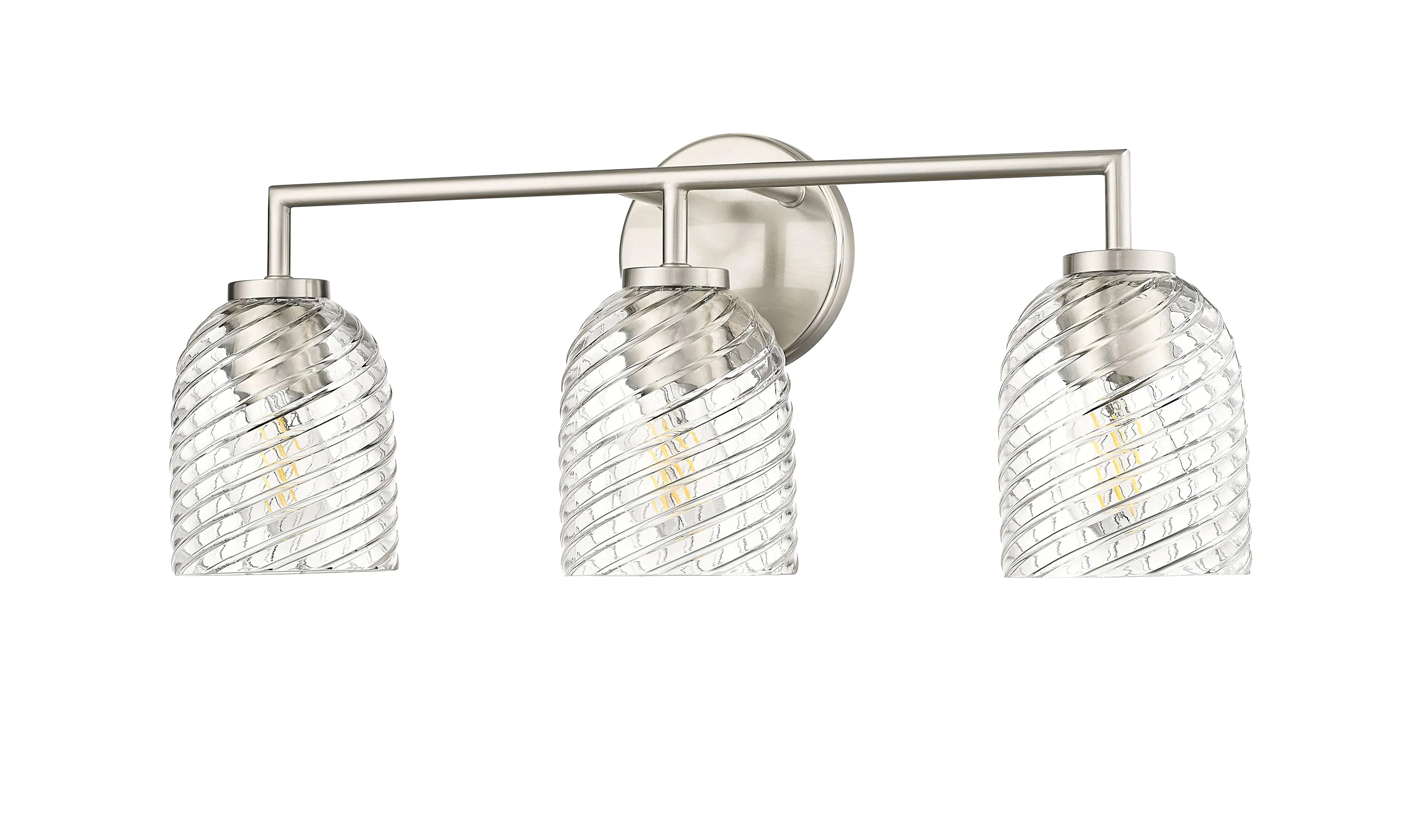 3 Lamps Catania Vanity Light - Brushed Nickel - Clear Swirl Glass - 22.8in. Wide