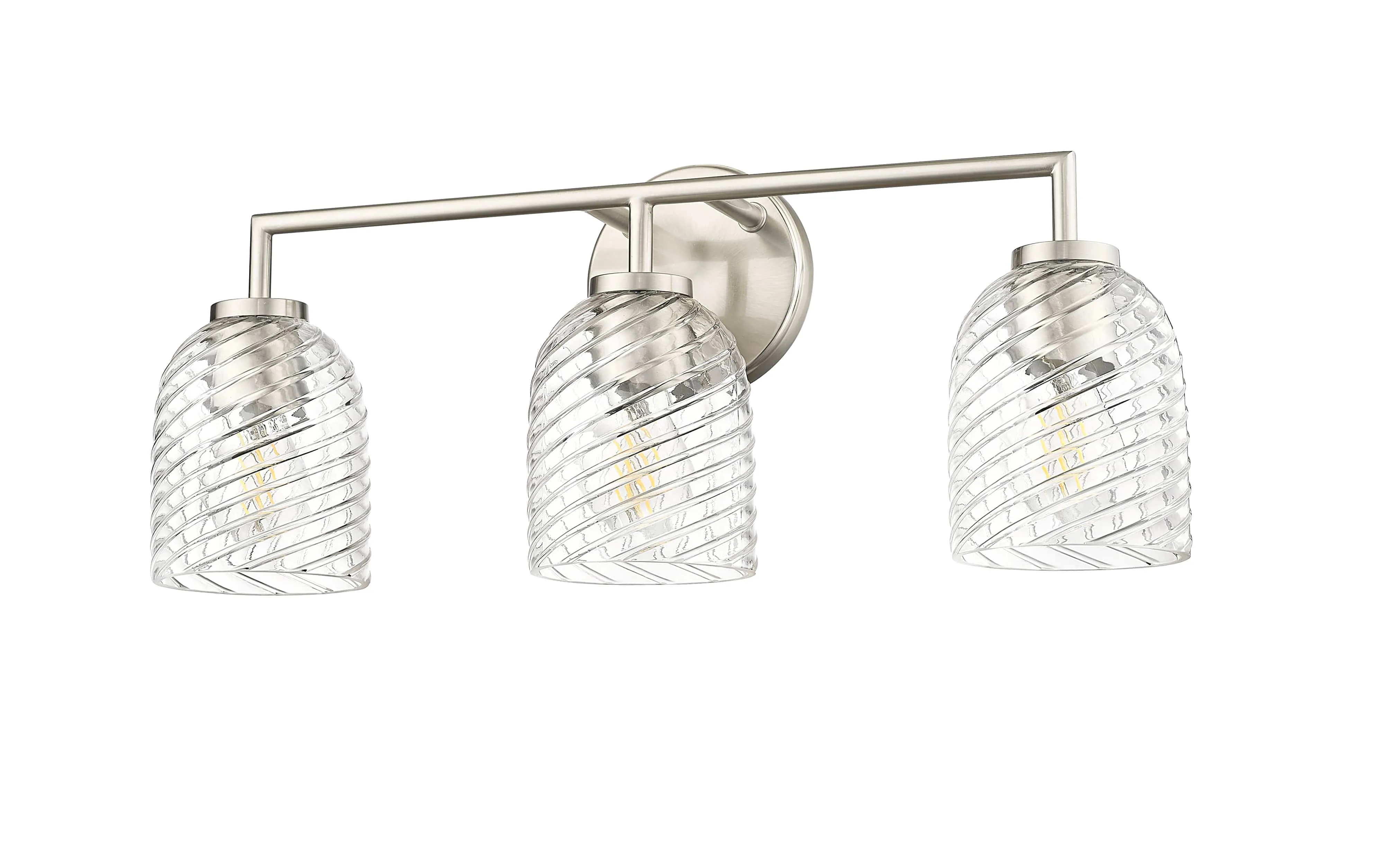 3 Lamps Catania Vanity Light - Brushed Nickel - Clear Swirl Glass - 22.8in. Wide