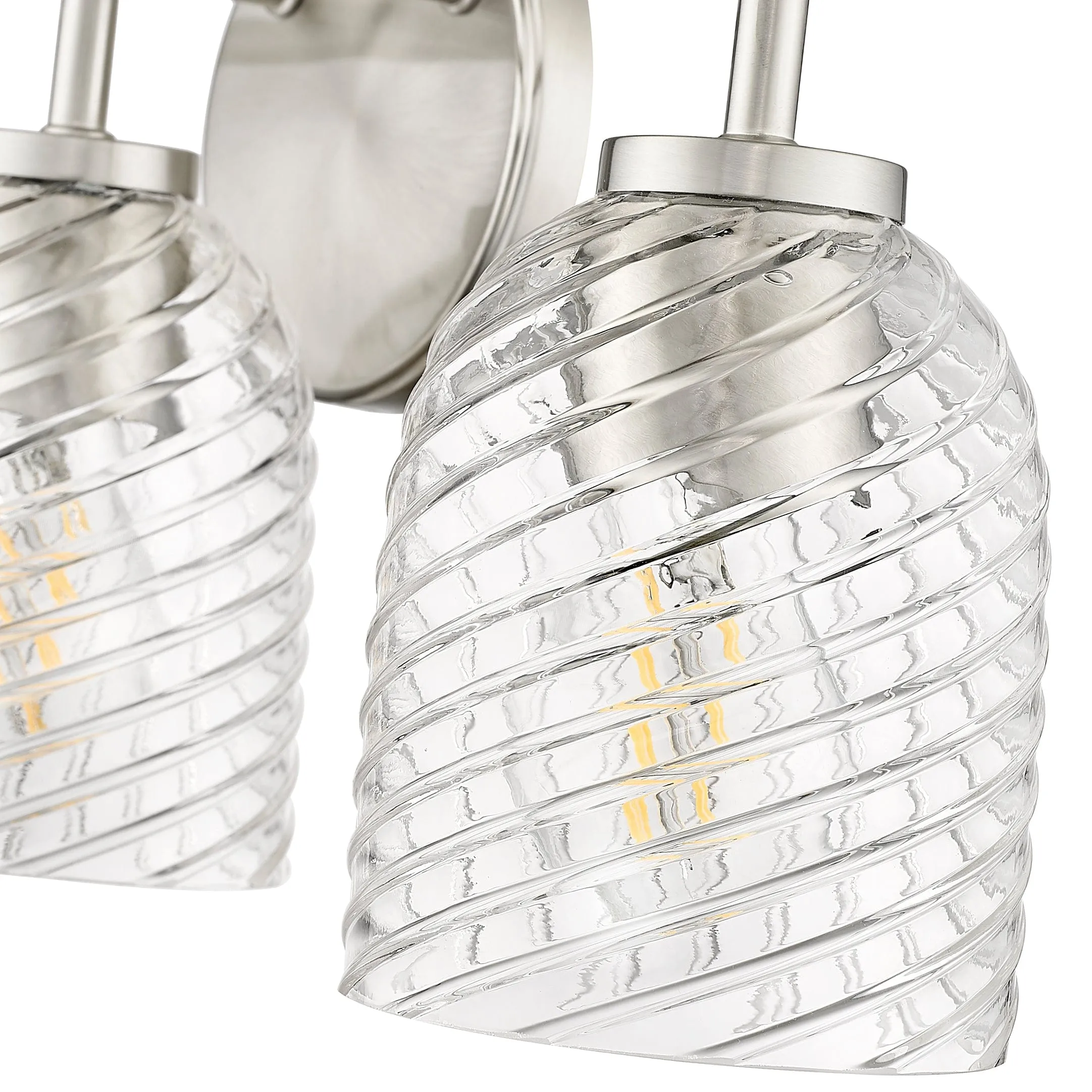 3 Lamps Catania Vanity Light - Brushed Nickel - Clear Swirl Glass - 22.8in. Wide