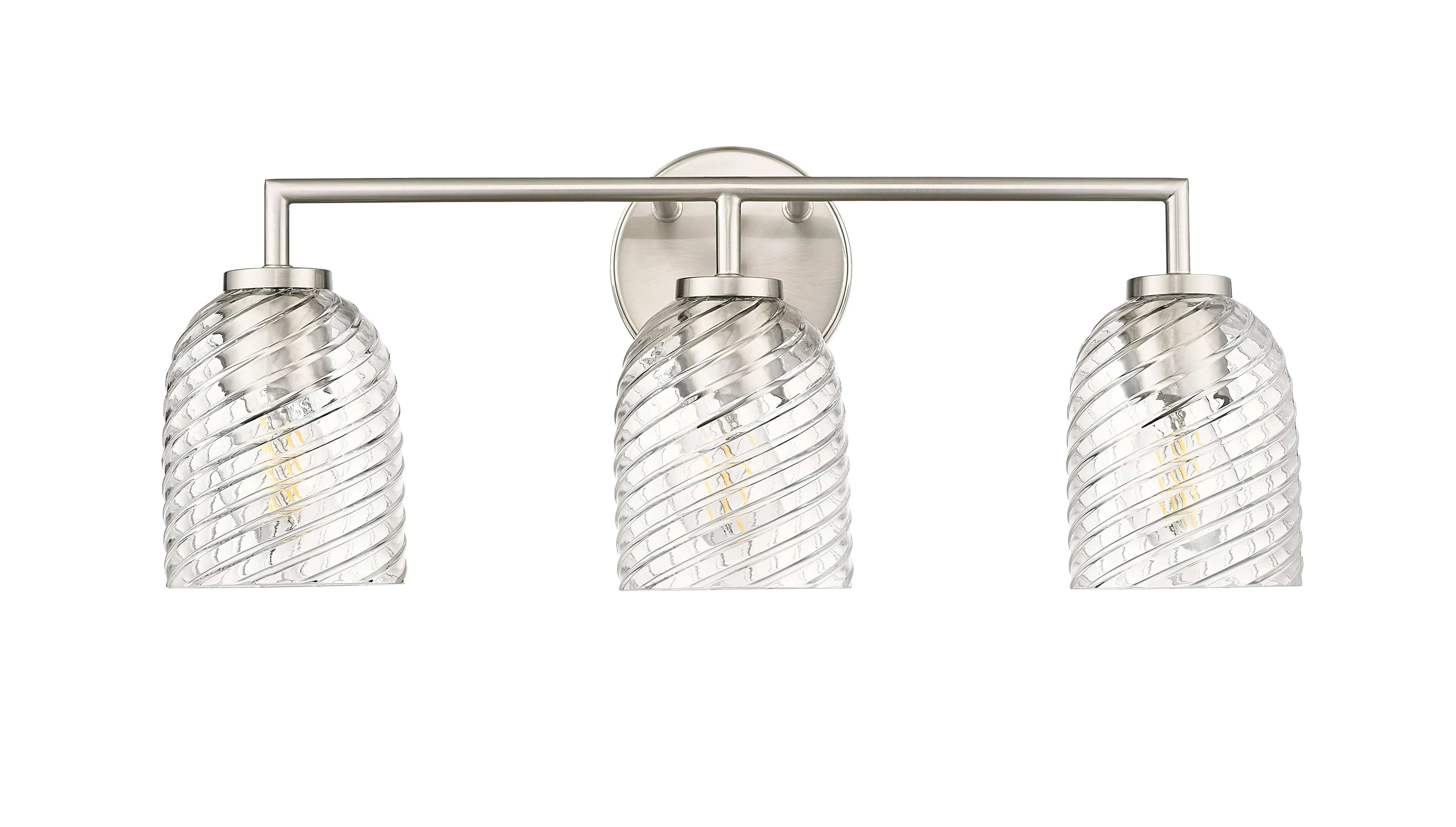 3 Lamps Catania Vanity Light - Brushed Nickel - Clear Swirl Glass - 22.8in. Wide