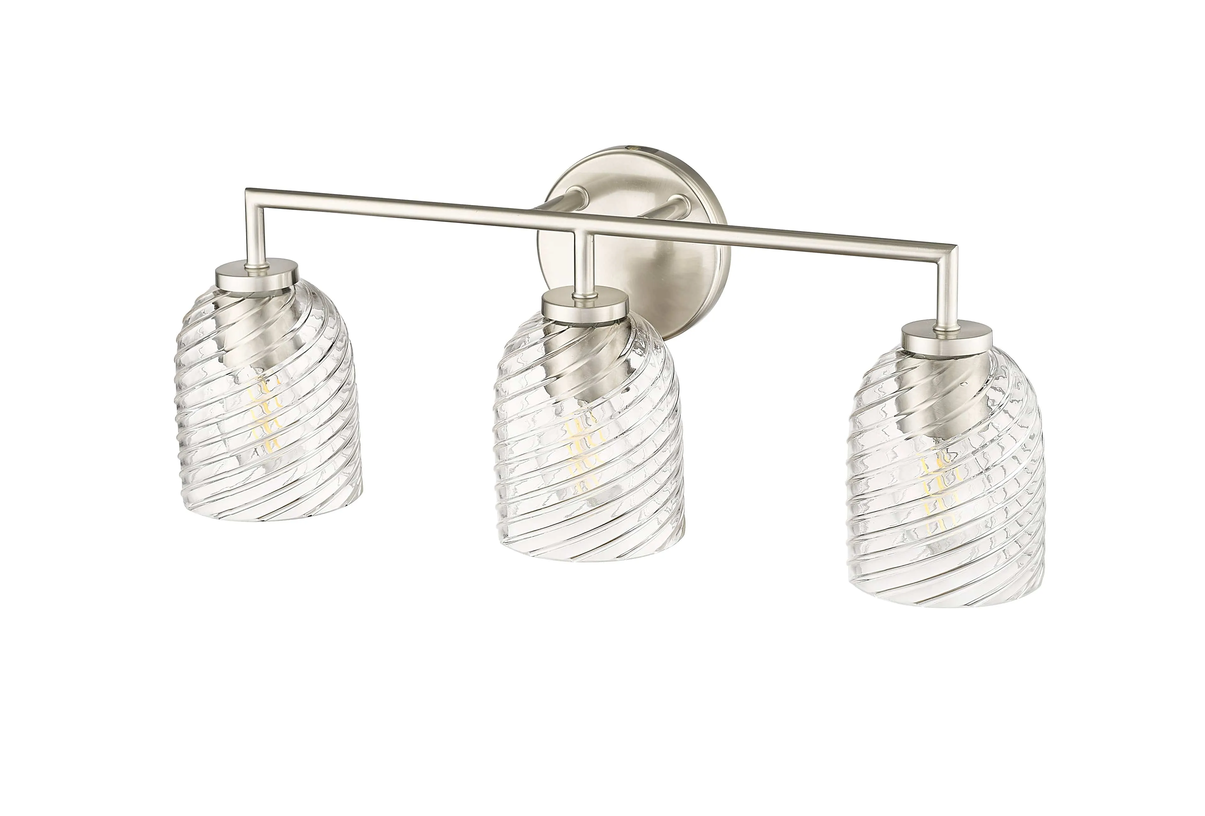 3 Lamps Catania Vanity Light - Brushed Nickel - Clear Swirl Glass - 22.8in. Wide