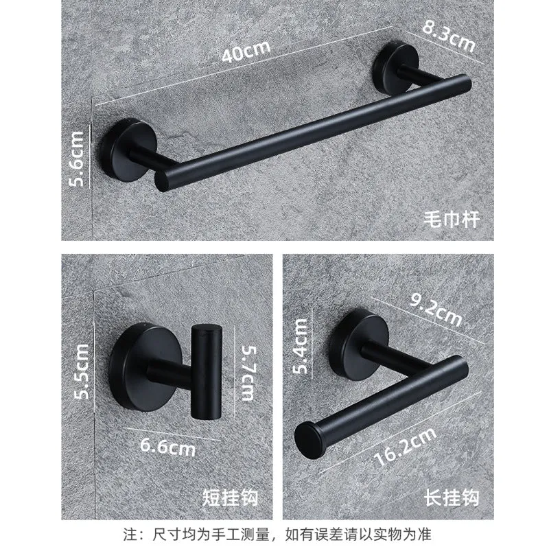 304 Stainless Steel Towel Rack Tissue Holder Set Brushed Black Bathroom Pendant