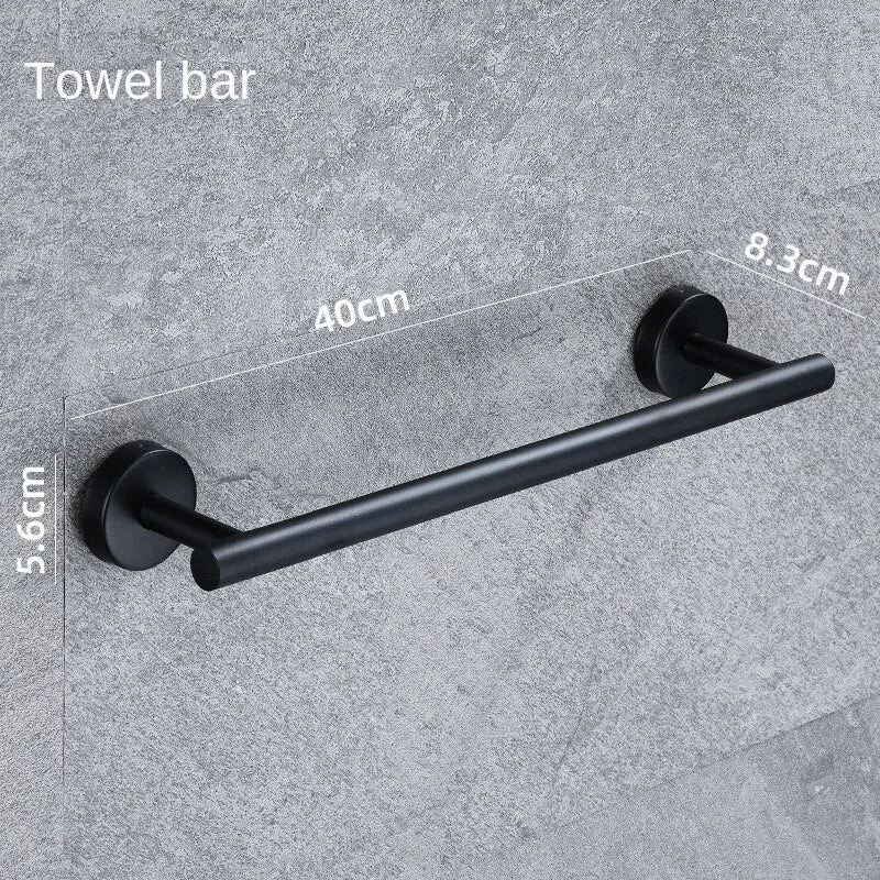 304 Stainless Steel Towel Rack Tissue Holder Set Brushed Black Bathroom Pendant