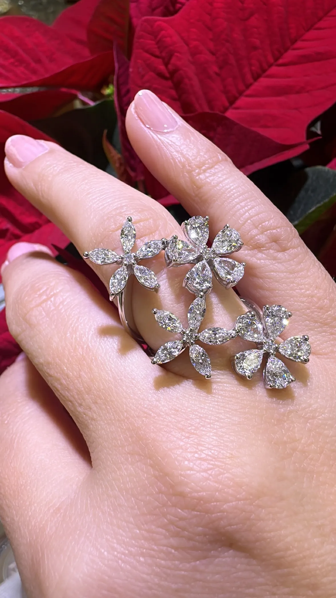 3.47carat Marquise and Pear-cut Diamond Cocktail Ring
