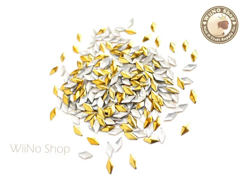 4 x 8mm Gold Diamond Shape Metal Studs - 100 pcs