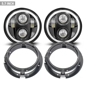 5.7 Inch Universal Jeep Style LED Headlights Plus Mounting Bracket (4-Piece)
