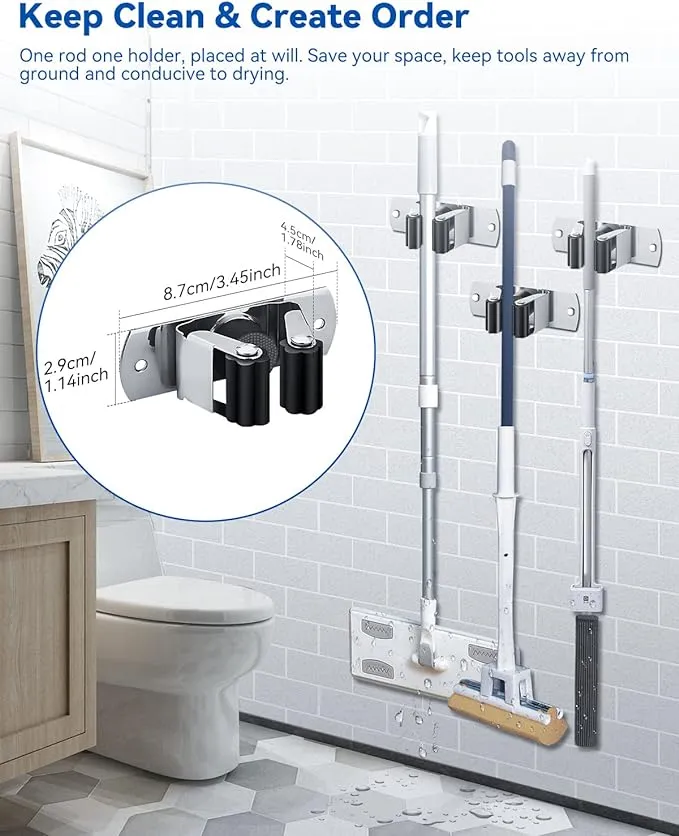 6 Pcs Wall Mounted Broom Holder