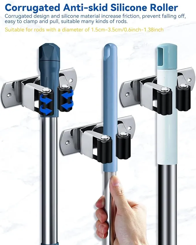 6 Pcs Wall Mounted Broom Holder