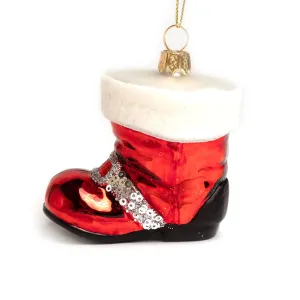 9cm Santa Claus Boot Glass Ornament OGS021