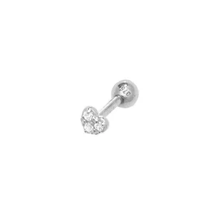 9ct White Gold Zirconia Heart Cartilage 6mm Post Stud ES902W