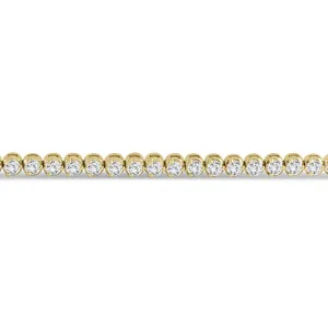 Ags Certified 5 Carat Tw Three Prong Diamond Tennis Bracelet In 14K Yellow Gold (J-K Color, I2-I3 Clarity)