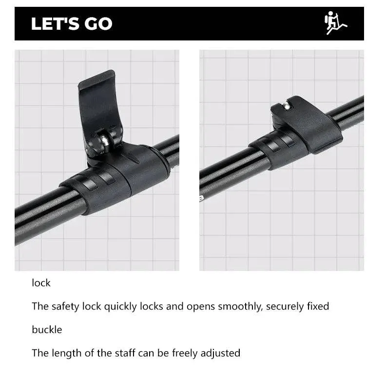 ALOCS  Hiking Staff 5-Section Folding Staff Stretchable Professional Outdoor Hiking Staff Hiking Equipment