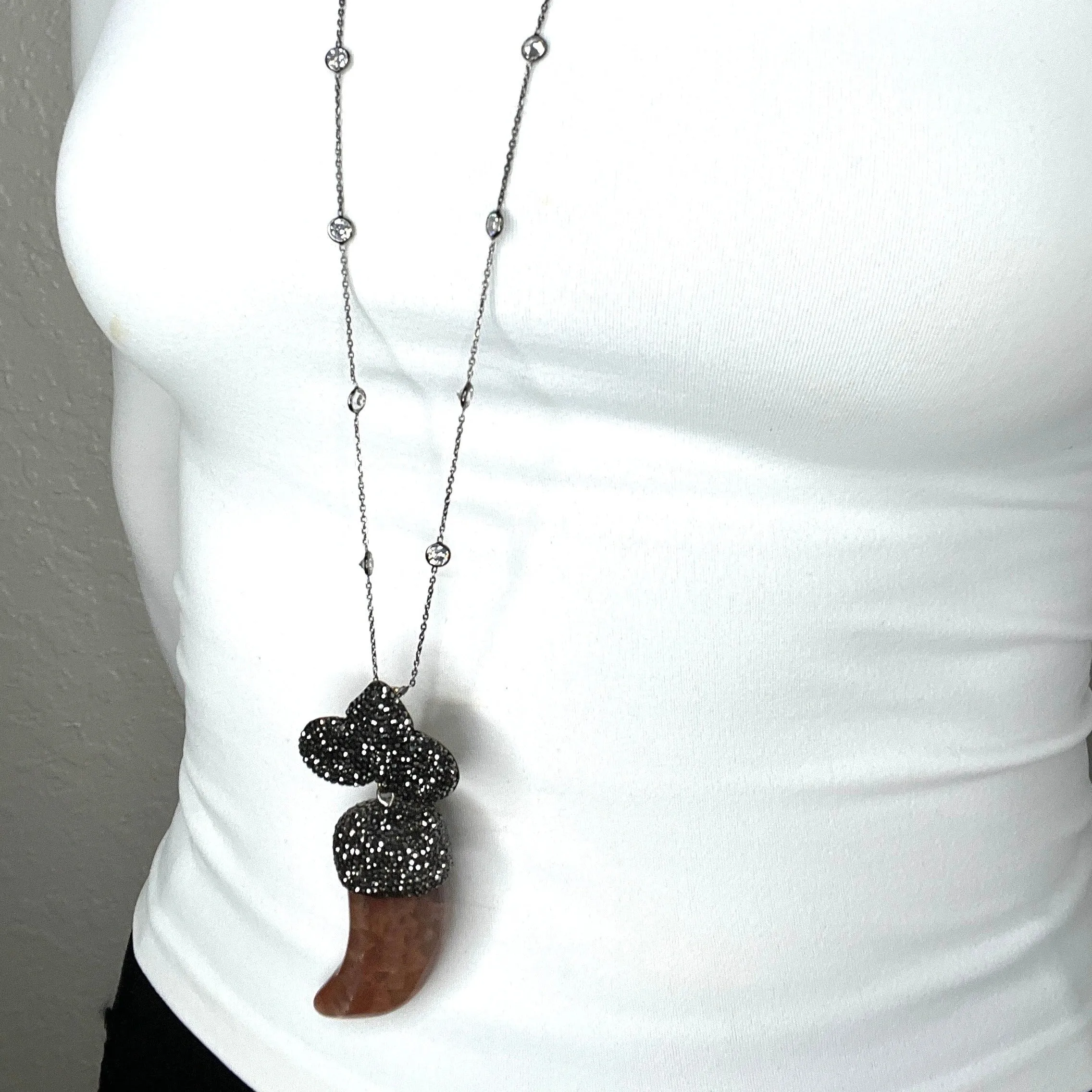 Amber Horn Crystal Pendant