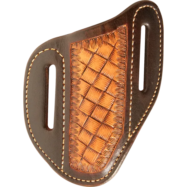 ANGLED KNIFE SHEATH WITH DARK FRAMED MINI WEAVE TOOLING - SMALL