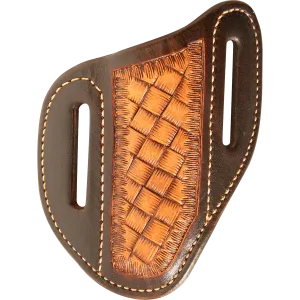 ANGLED KNIFE SHEATH WITH DARK FRAMED MINI WEAVE TOOLING - SMALL