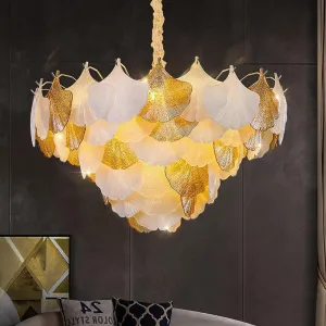 ANKUR GILDEDGLOW FRENCH FLOWER CRYSTAL ART GLASS ROUND CHANDELIER