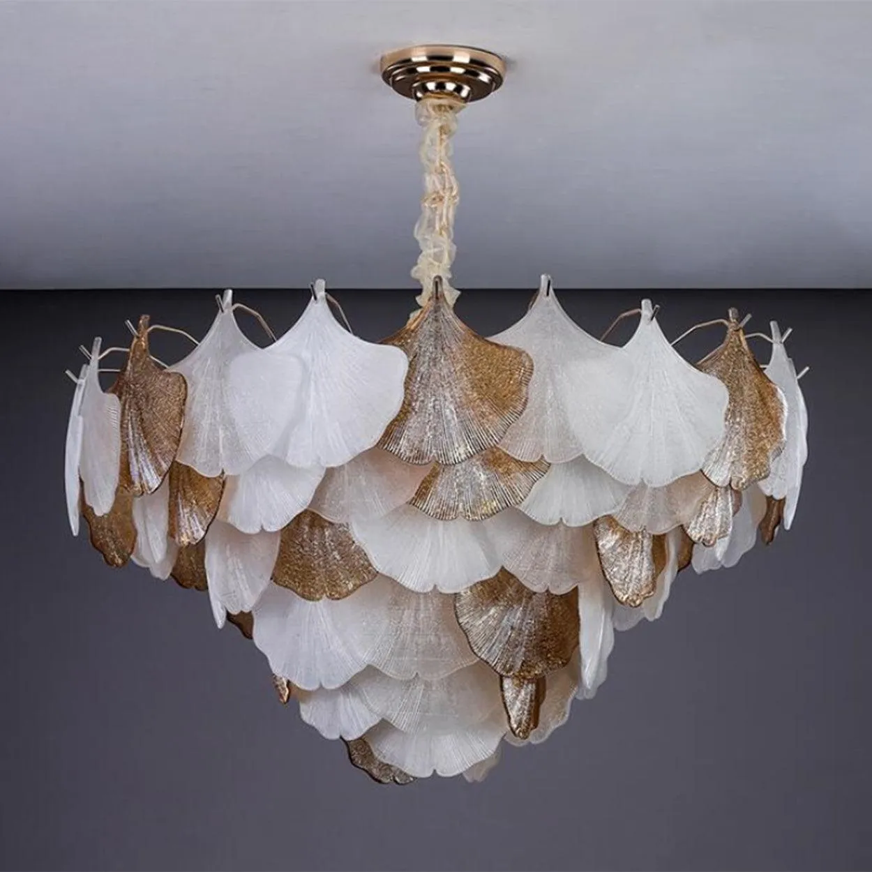 ANKUR GILDEDGLOW FRENCH FLOWER CRYSTAL ART GLASS ROUND CHANDELIER