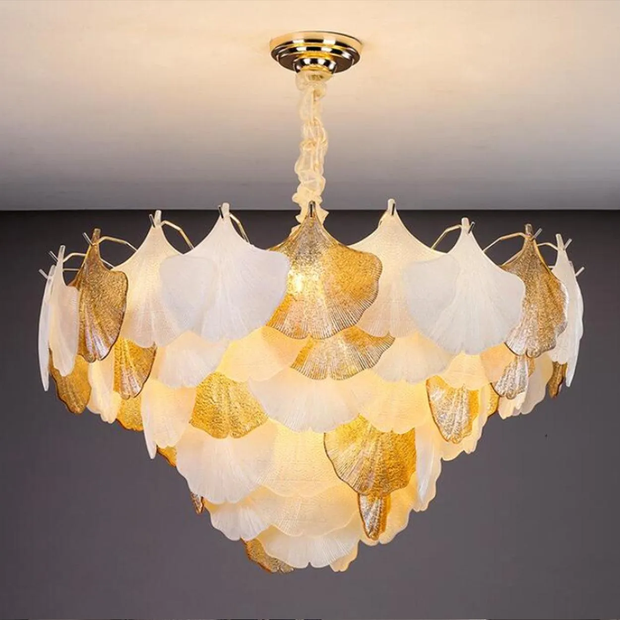 ANKUR GILDEDGLOW FRENCH FLOWER CRYSTAL ART GLASS ROUND CHANDELIER