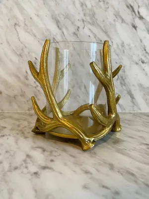 Antler Candle Holder with Glass Insert