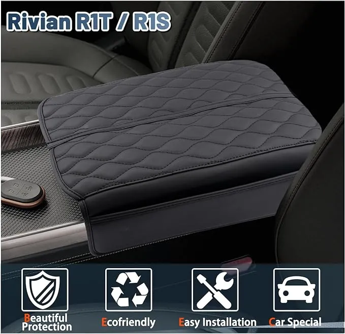 Armrest Cover for Rivian R1T/R1S Center Console Covers Rivian R1T/R1S Accessories 2PCS Soft & Comfy Auto Armrest Cover Protector Compatible with 2022 2023 Rivian R1T/R1S Pickup,Trucks