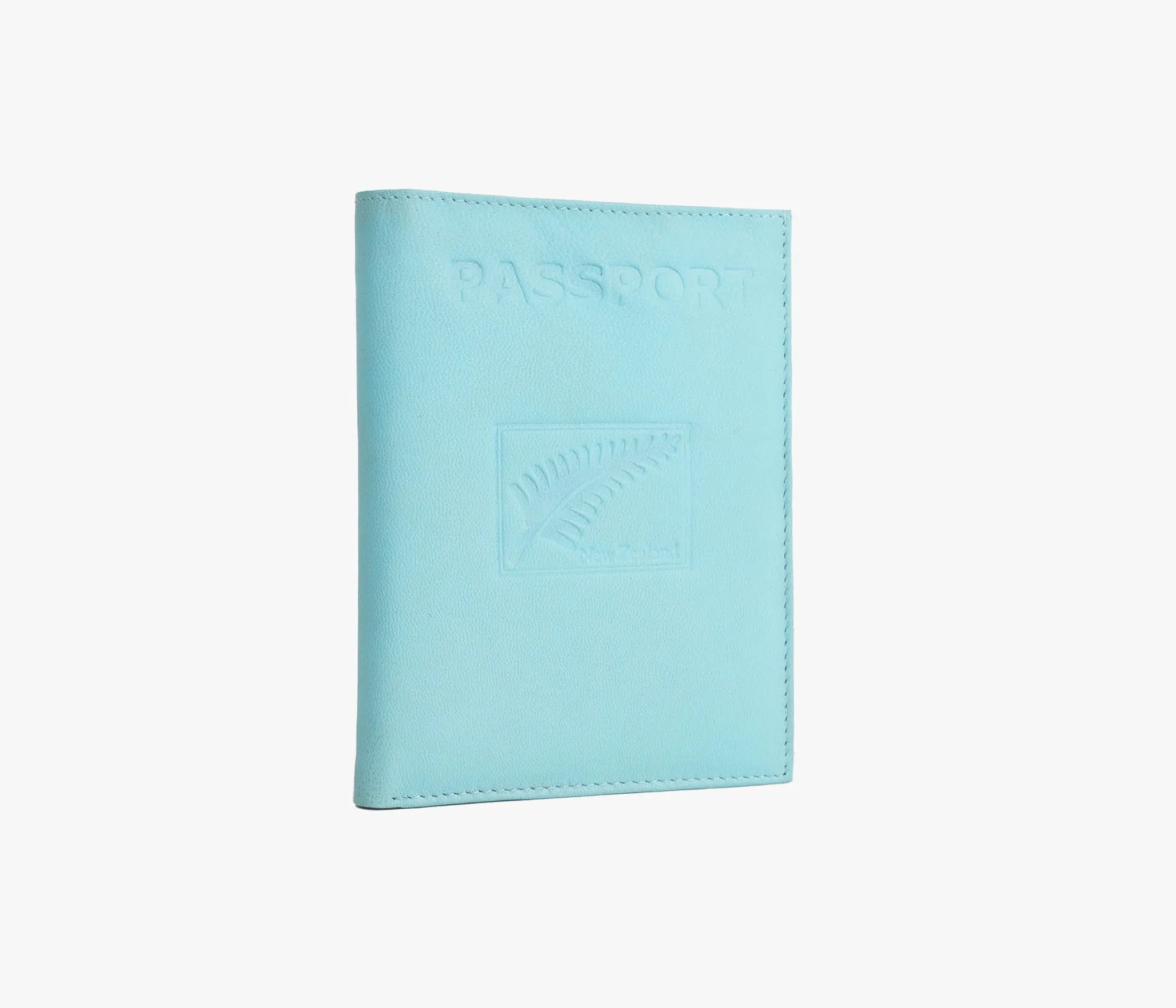Avenue Leather Fern Passport Wallet in Aqua Blue
