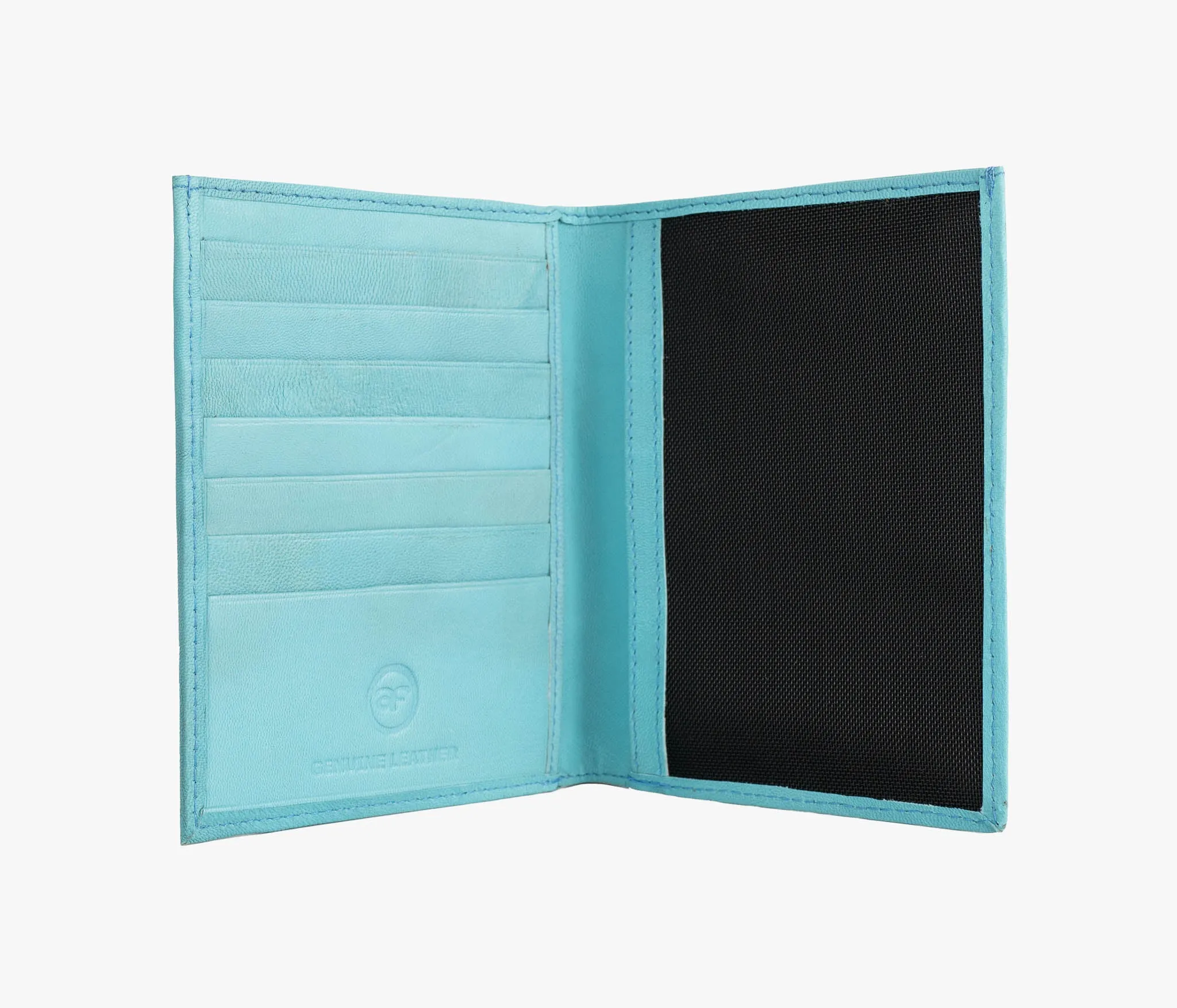 Avenue Leather Fern Passport Wallet in Aqua Blue
