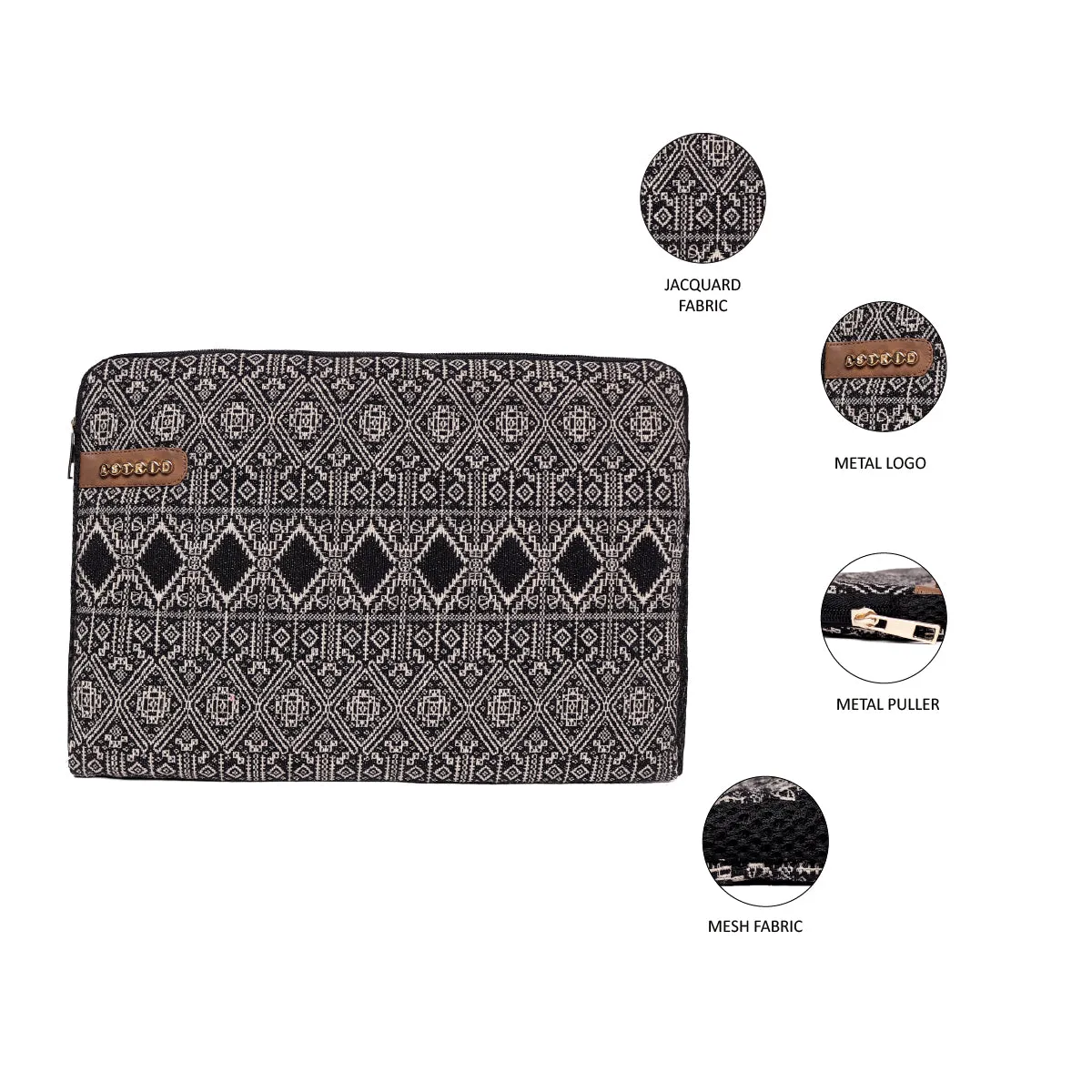Balck Color Geomatics Pattren Sleeve Laptop Bag
