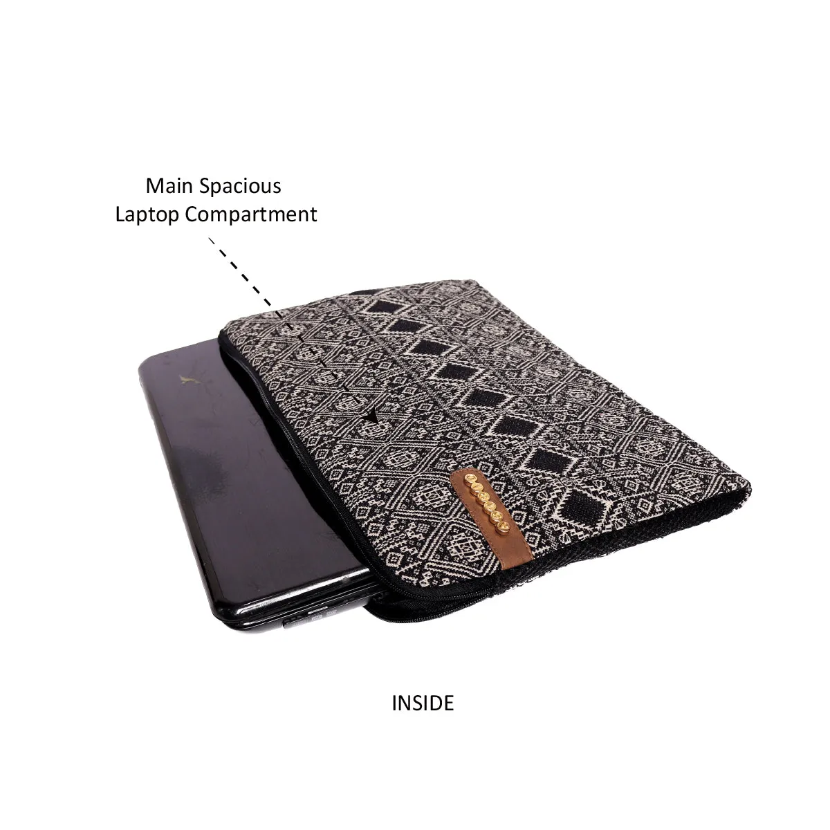Balck Color Geomatics Pattren Sleeve Laptop Bag