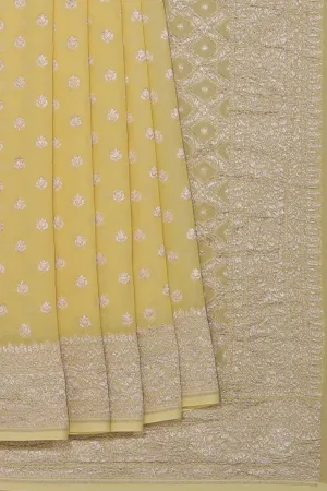 Banarasi Georgette Pale-Yellow Saree