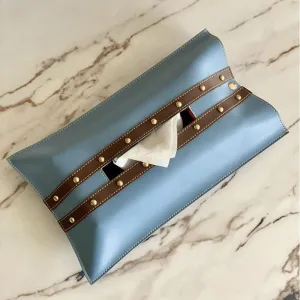 Belto Faux Leather Tissue Cover - Blue
