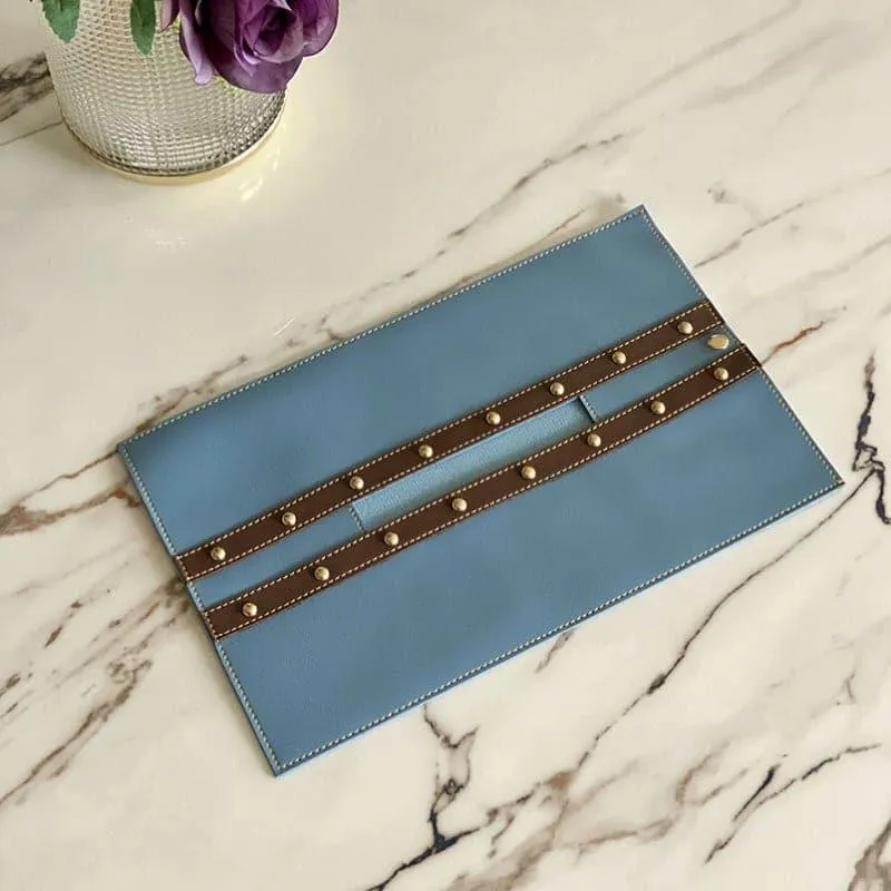 Belto Faux Leather Tissue Cover - Blue