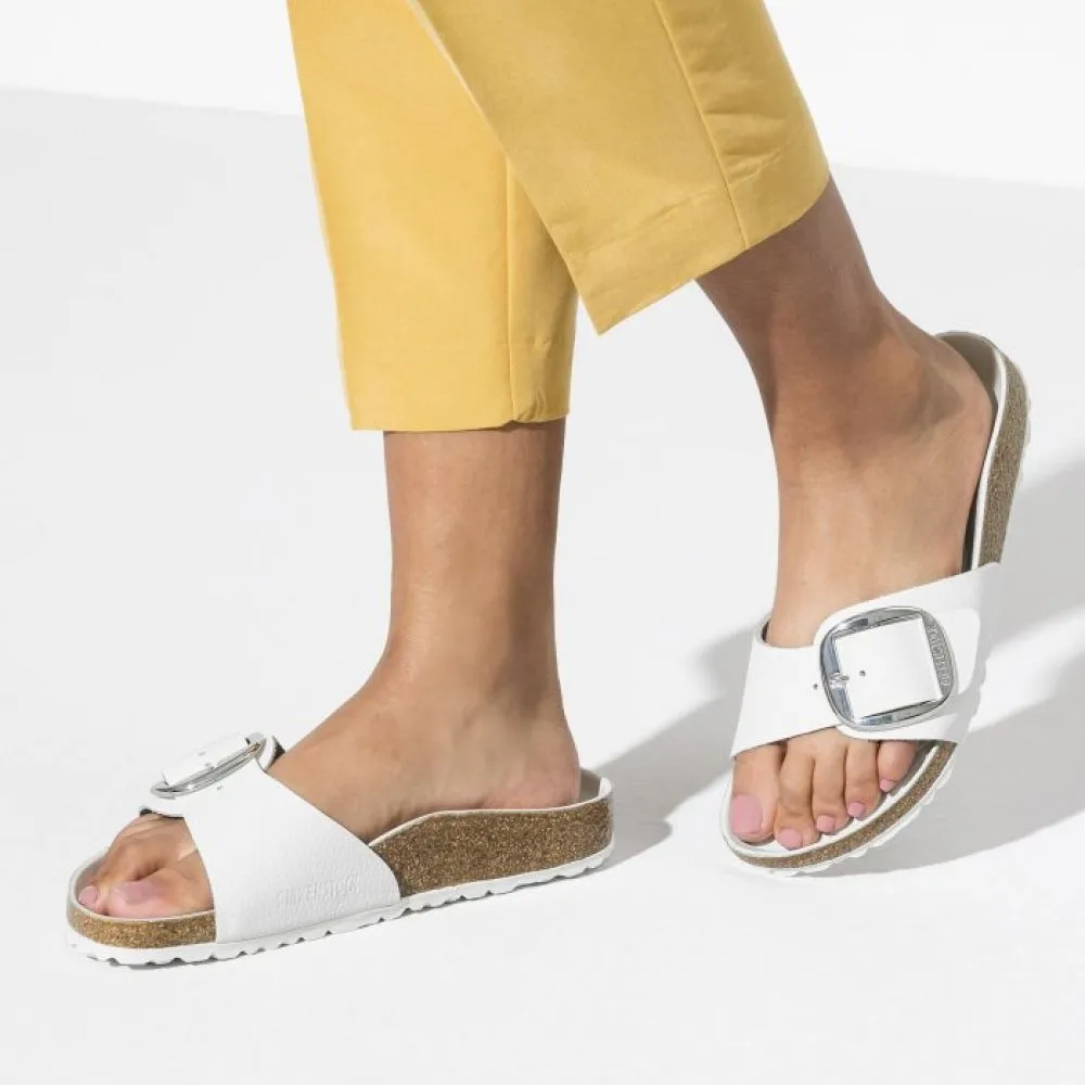 Birkenstock Women's Madrid Big Buckle Leather in White (Narrow Width)