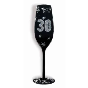 Black 30th Champagne Flute