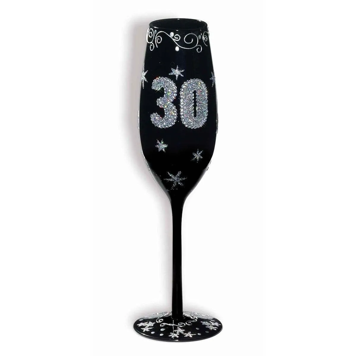 Black 30th Champagne Flute