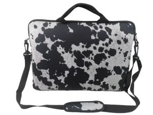 Black Cowhide Laptop Shoulder Bag