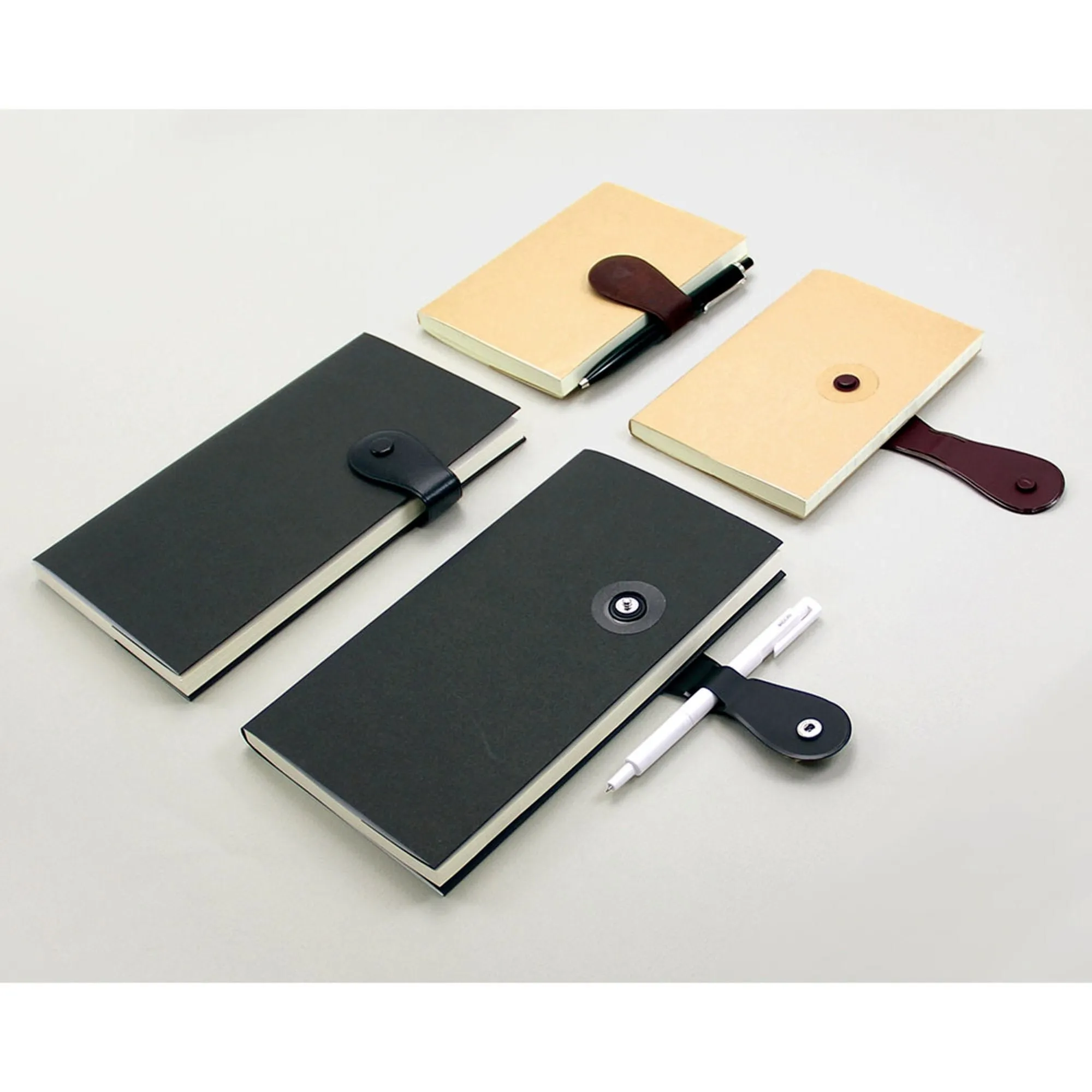 BLACK Midori Belt Seal MAGNETIC Pen Holder Pen Clip and Notebook Closure Pen Storage Notebook Band Notebook Seal Belt Sticker
